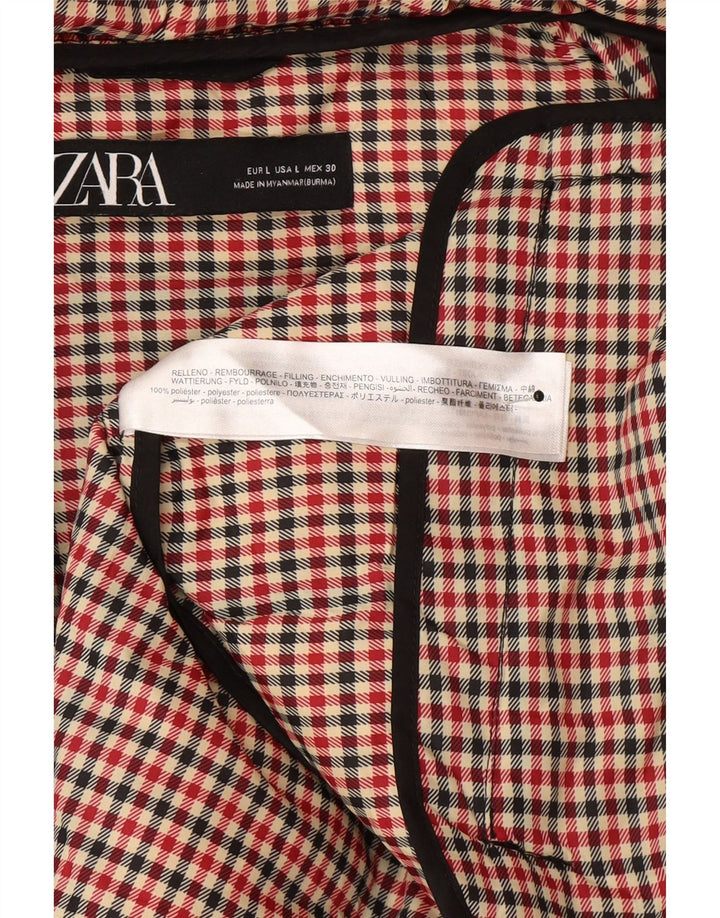 Zara Dame Hætte Polstret Jakke UK 16 Stor Sort Polyester Vinter