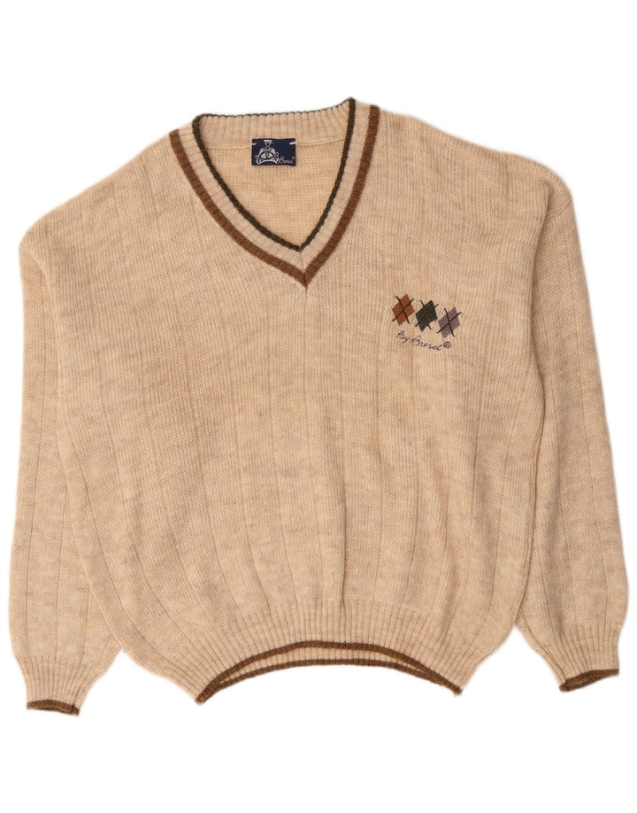 BRESCI Herre V-hals sweater XL Beige Akryl