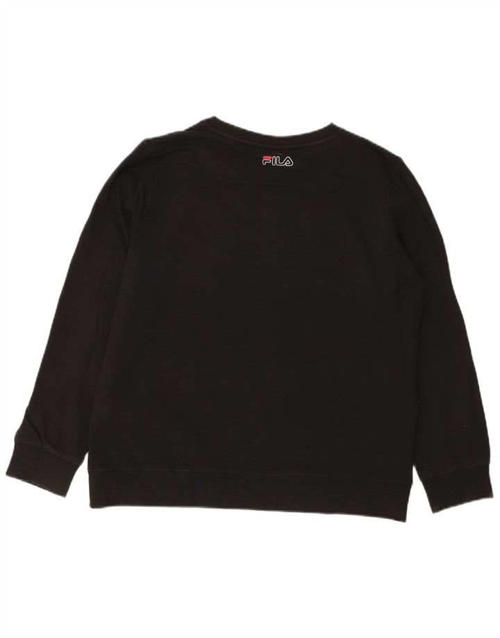 Fila Dame Grafisk Sweatshirt Jumper UK 14 Medium Sort