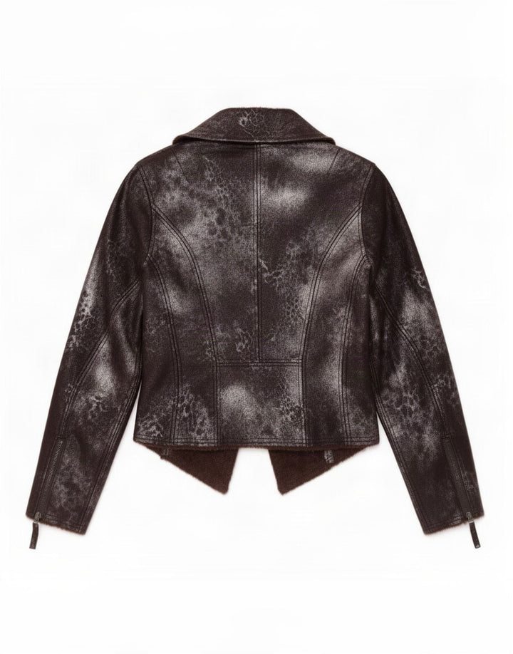 Malvin Dame Sherpa Biker Jacket EU 38 Medium Brun Polyester