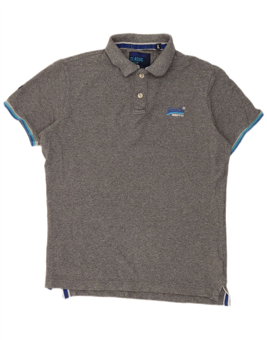 Superdry Poloshirt til mænd, stor grå flækket bomuld
