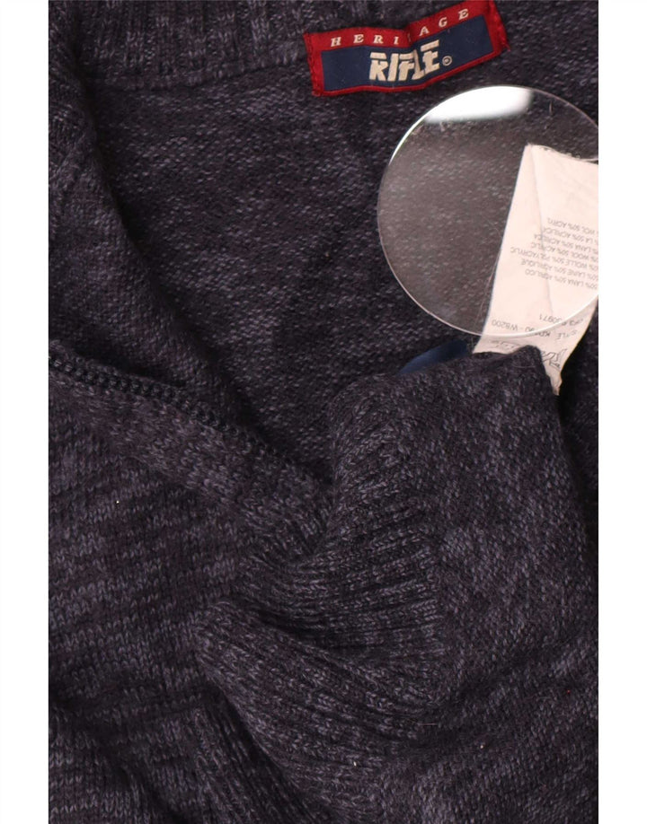 Riffel Herre cardigan sweater Medium Marineblå Flecked Uld