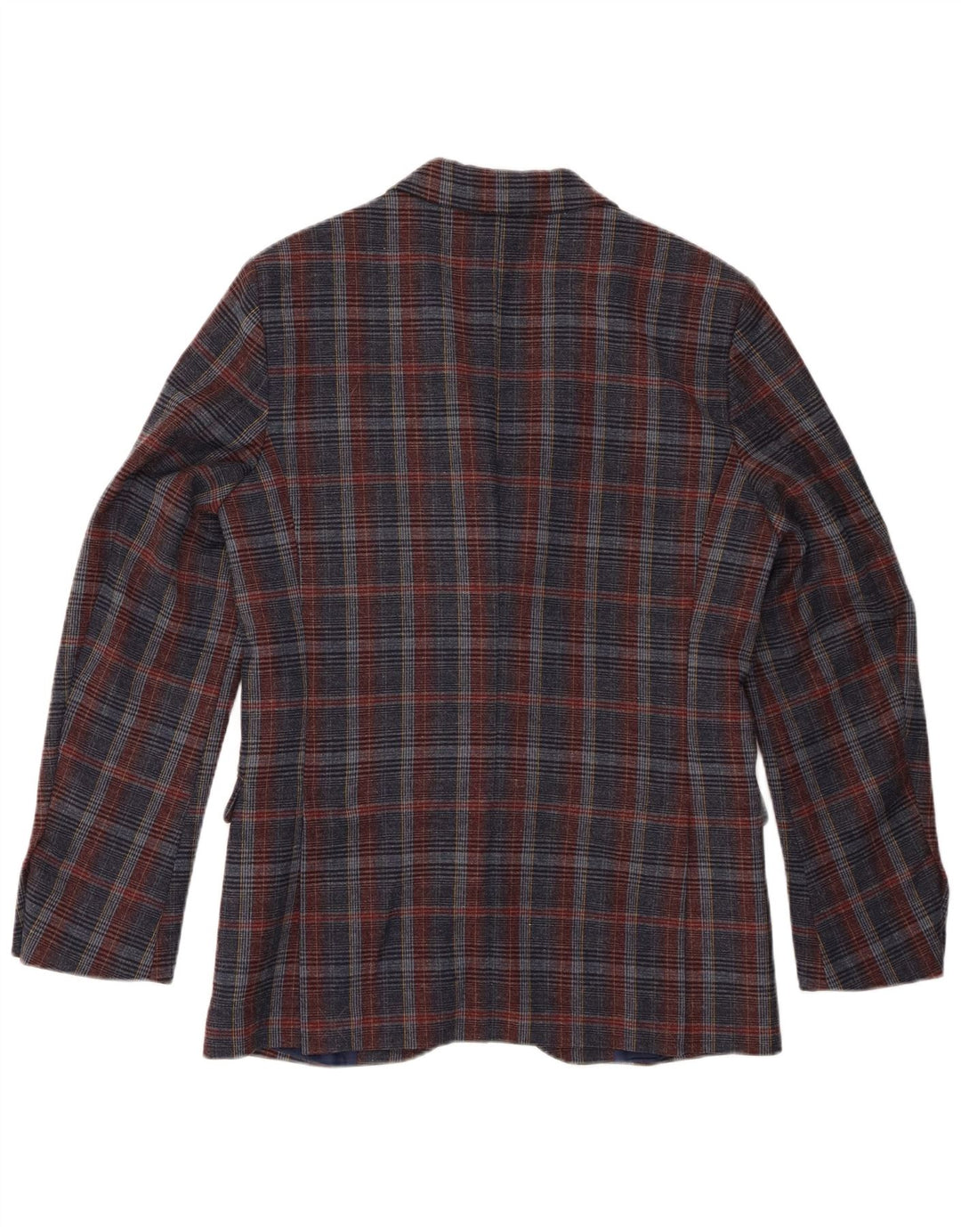 Benetton Herre 2-knaps blazerjakke UK 38 Medium Navyblå Plaid Uld