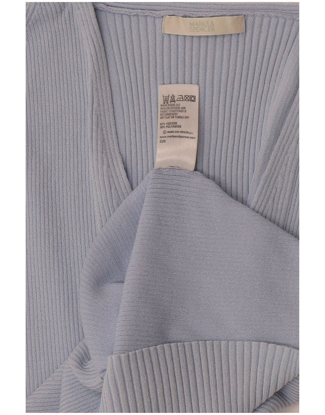 Marks & Spencer Dame Crop T-Shirt Top UK 14 Medium Blue Viscose