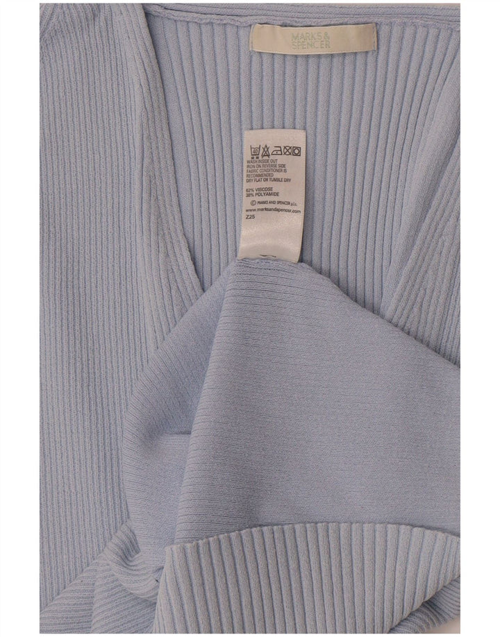 Marks & Spencer Dame Crop T-Shirt Top UK 14 Medium Blue Viscose