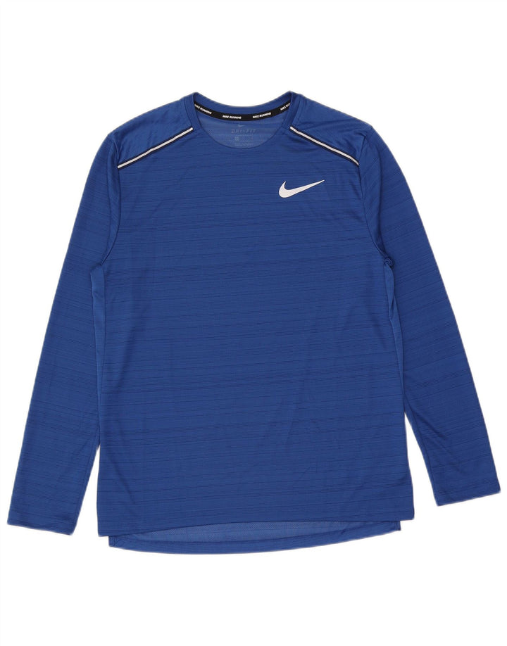 Nike Herre Dri Fit Top Langærmet Medium Blå Stribet Polyester