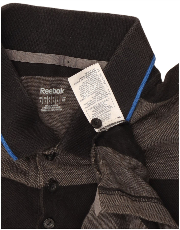 Reebok Rugby Polo Shirt til mænd Stor grå stribet bomuld