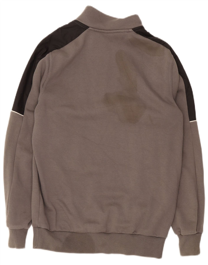 Puma Sweatshirt med lynlås til mænd, lille grå farveblok bomuld