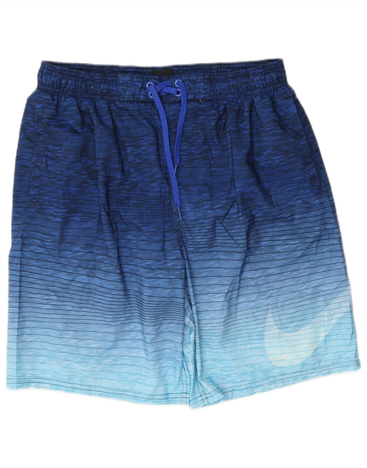Nike grafiske badeshorts til mænd, store blå nålestribet polyester