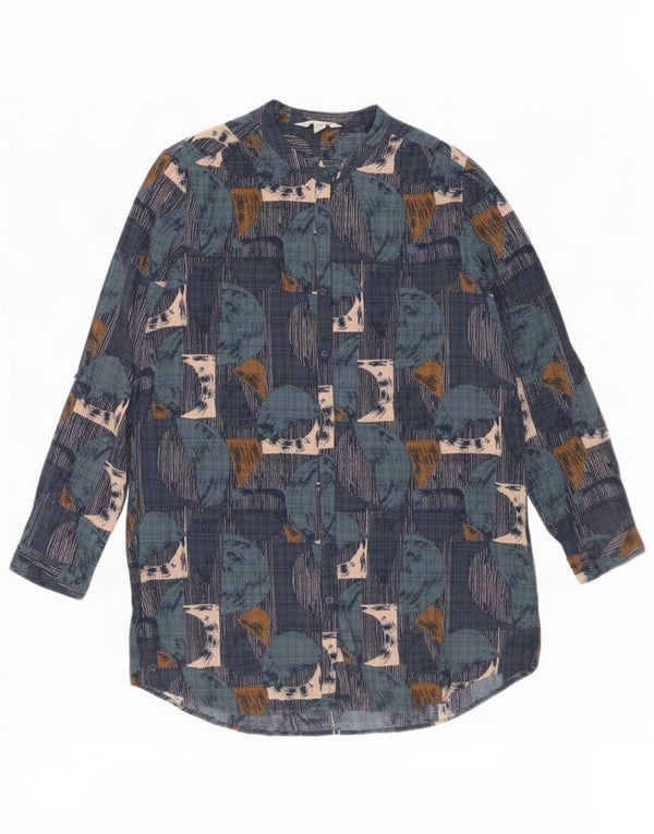 Seasalt Cornwall Dameskjorte UK 12 Medium Navy Blue Geometric Cotton