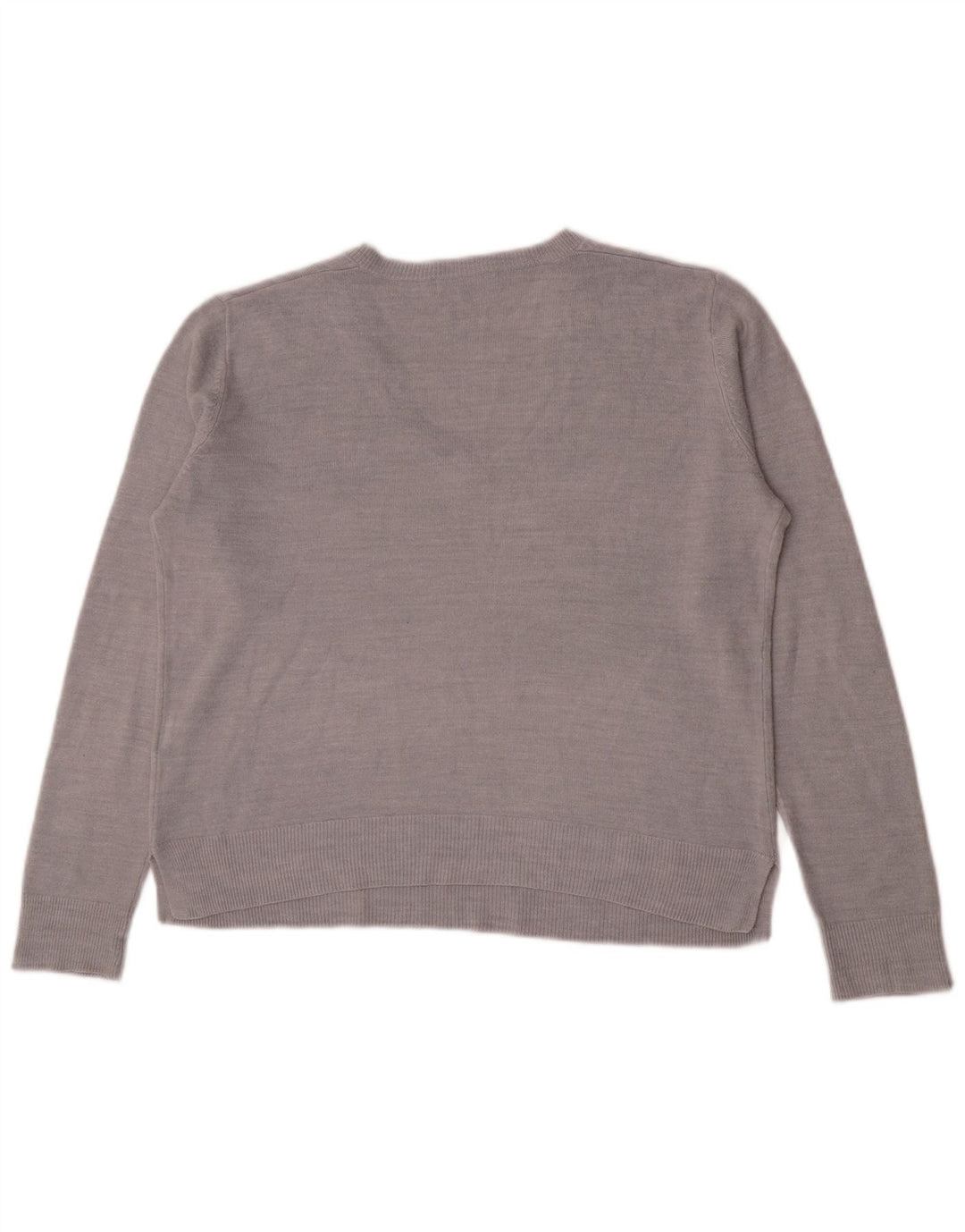 Marks & Spencer Dame V-hals sweater UK 14 Stor Grå Akryl