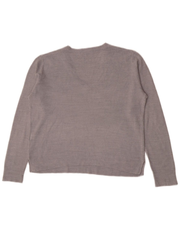 Marks & Spencer Dame V-hals sweater UK 14 Stor Grå Akryl