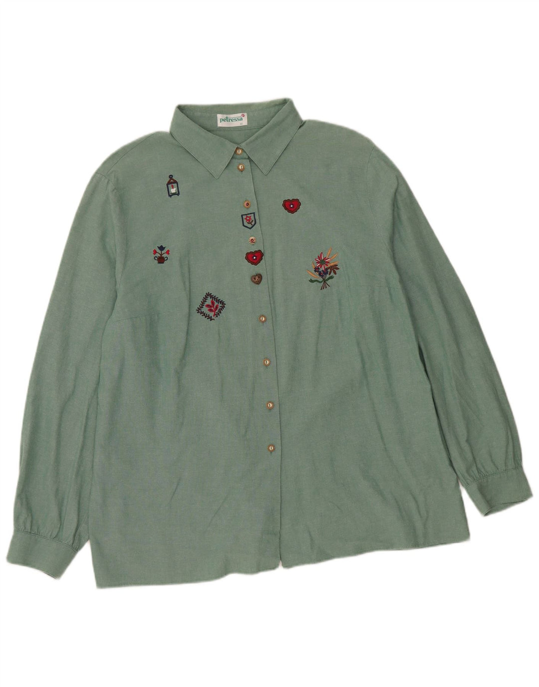 Petressa Dame Loose Fit skjorte EU 44 XL Grøn blomsterbomuld