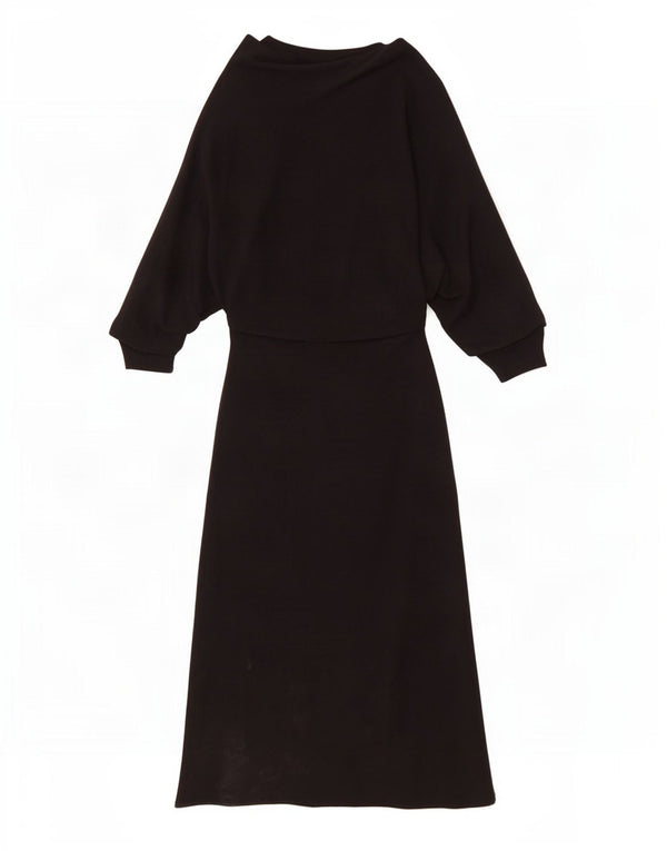 Zara Langærmet Maxikjole til kvinder UK 8 Small Black Viscose