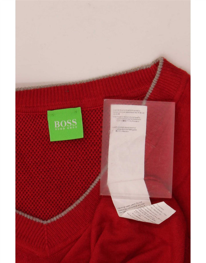 Hugo Boss Herre V-hals sweater Stor rød polyakryl