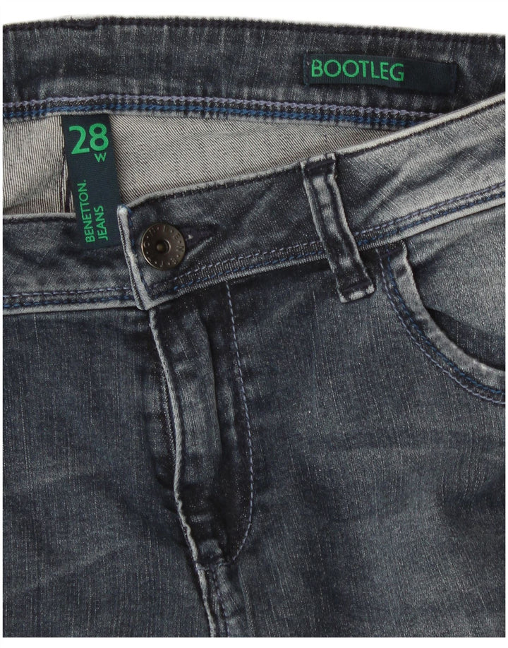 Benetton Dame Acid Wash Bootcut Jeans W28 L33 Blå Bomuld