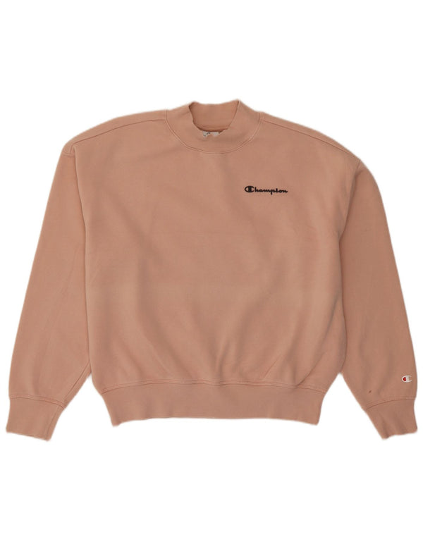 Champion Womens Crop Oversized Sweatshirt Jumper UK 14 Medium Pink Bomuld