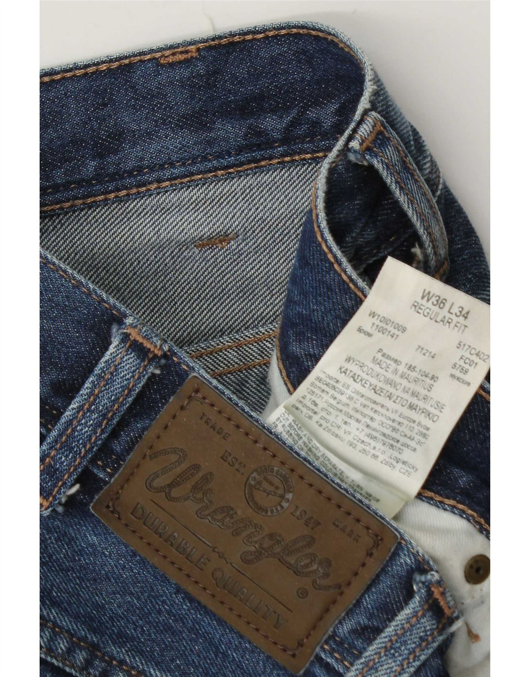 Wrangler Herre Regular Fit Straight Jeans W36 L34 Blå Bomuld