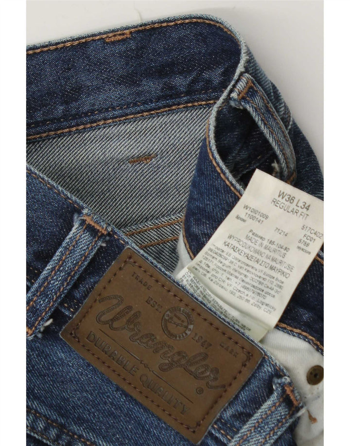 Wrangler Herre Regular Fit Straight Jeans W36 L34 Blå Bomuld