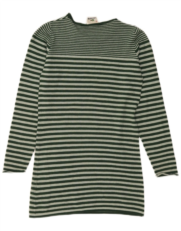 Lacoste Dame Boat Neck Jumper Sweater Størrelse 36 Lille Grøn Stribet