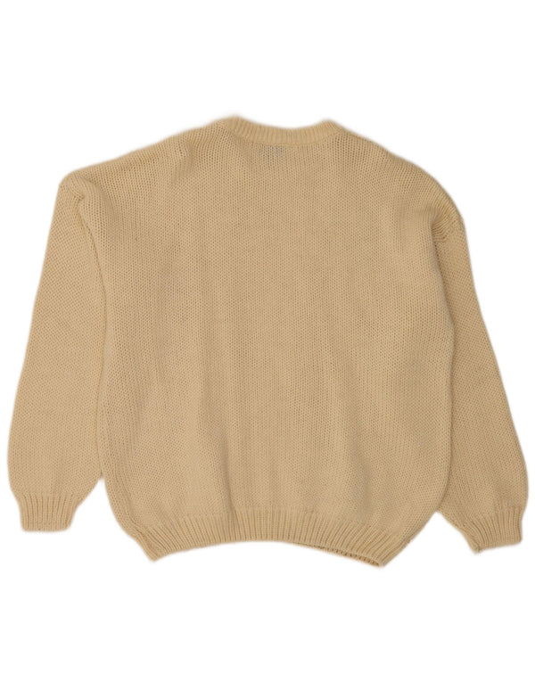 Vintage herre sweater med rund hals, medium beige uld