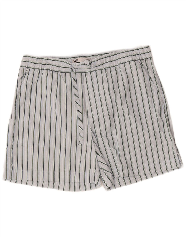 Zara Herre Chino Shorts Large W32 Blå Stribet Bomuld