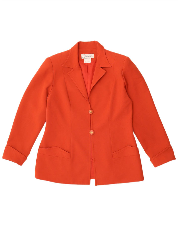 VINTAGE Womens 2 Button Blazer Jacket UK 12 Medium Orange Polyester