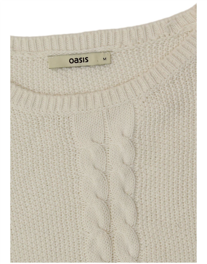 Oasis Dame Boat Neck Jumper Sweater UK 14 Medium White Bomuld