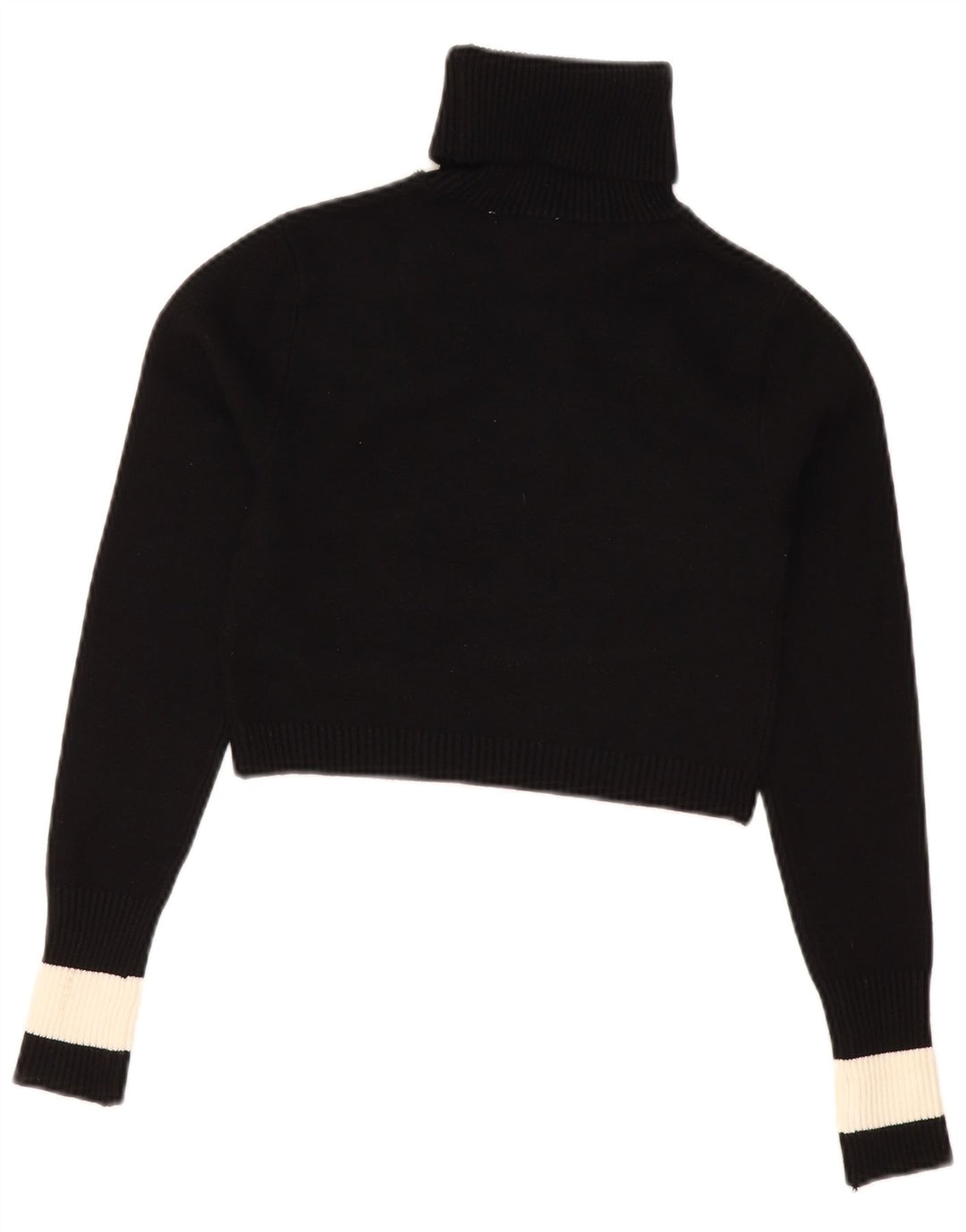 Zara Womens Crop Roll Neck Jumper Sweater UK 12 Medium Black Colourblock