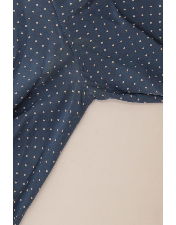 Vintage Dame A-Line Kjole UK 12 Medium Blue Spotted