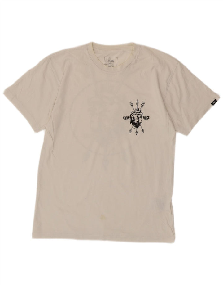 Vans Herre Classic Fit Grafisk T-Shirt Top Lille Hvid Bomuld