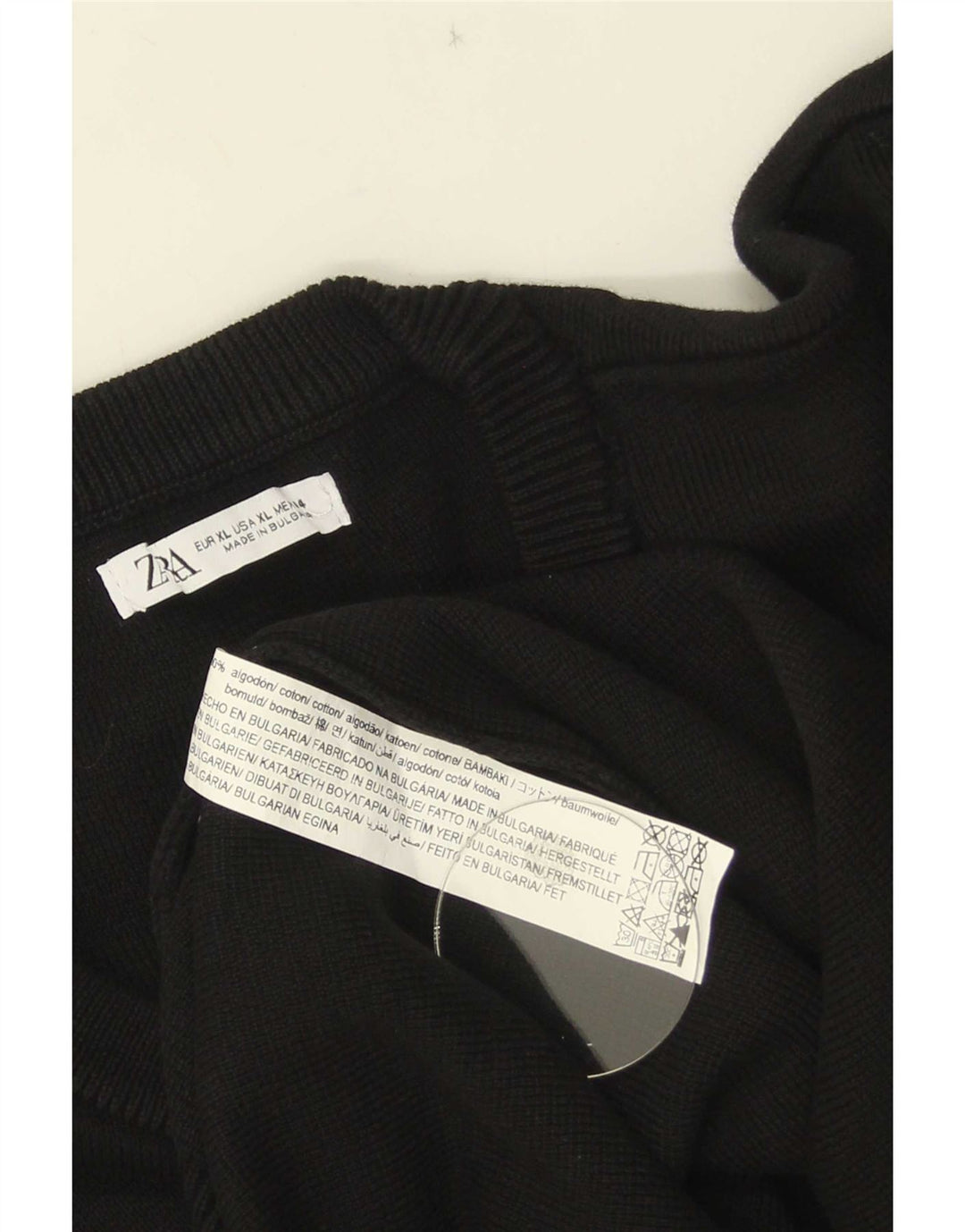 Zara Herre sweater med rund hals XL sort bomuld