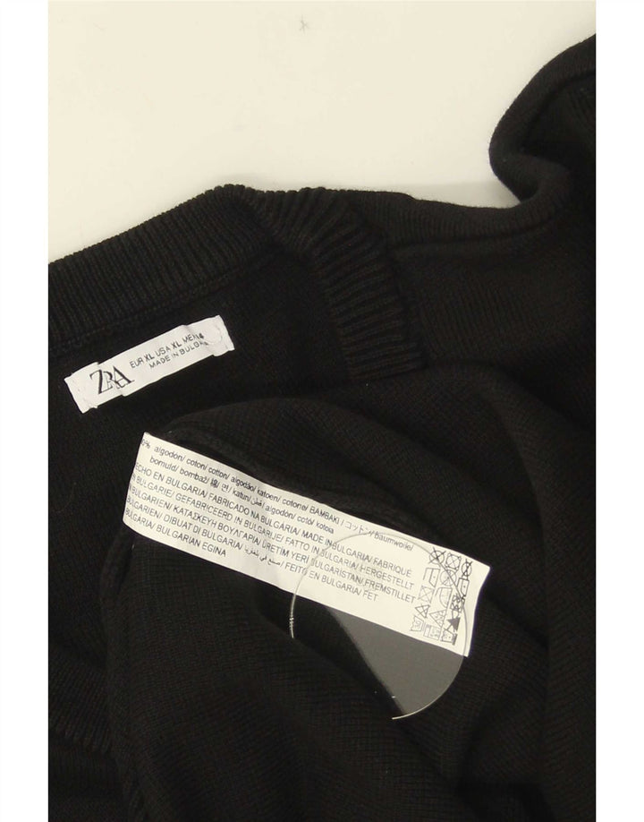 Zara Herre sweater med rund hals XL sort bomuld