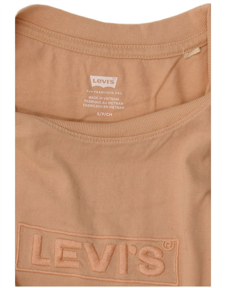 Levi's Dame Oversized grafisk T-shirt Top UK 10 Small Beige