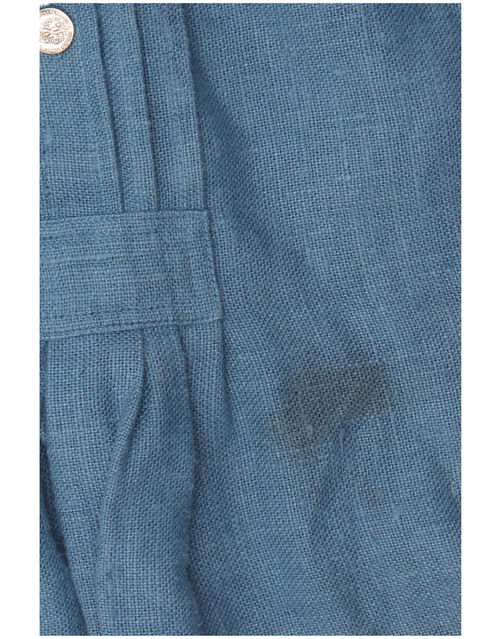 Vintage Dame Langærmet Oversized Bluse Top EU 42 Large Blue Linen