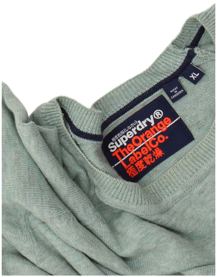 SUPERDRY Herre sweater med rund hals XL Grøn Flecked
