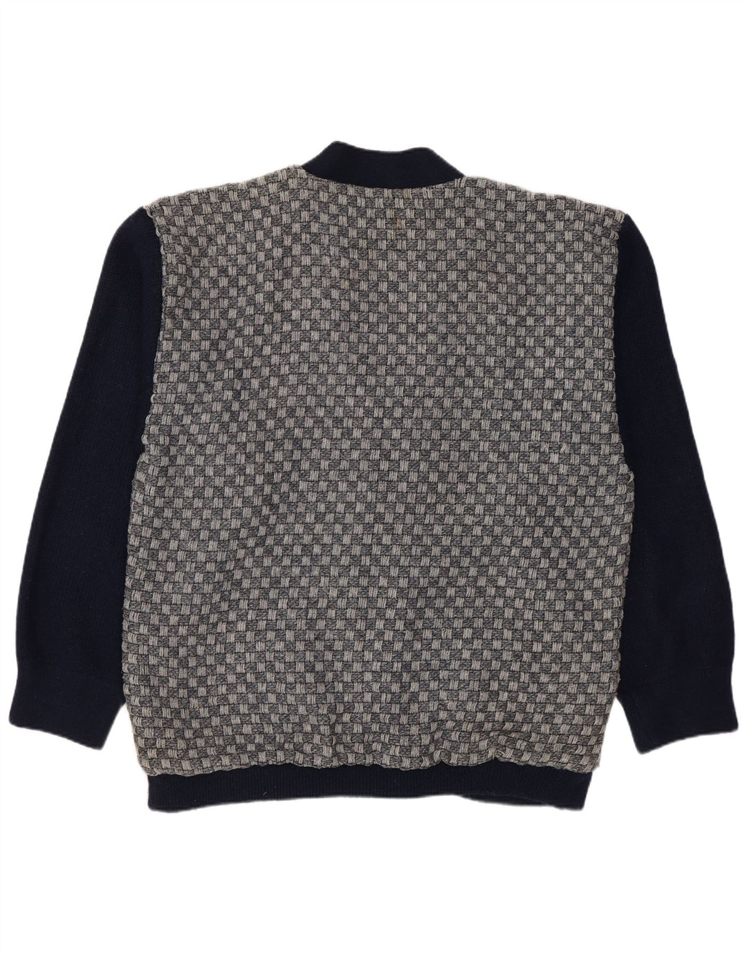 Vintage herre cardigan sweater Medium marineblå geometrisk