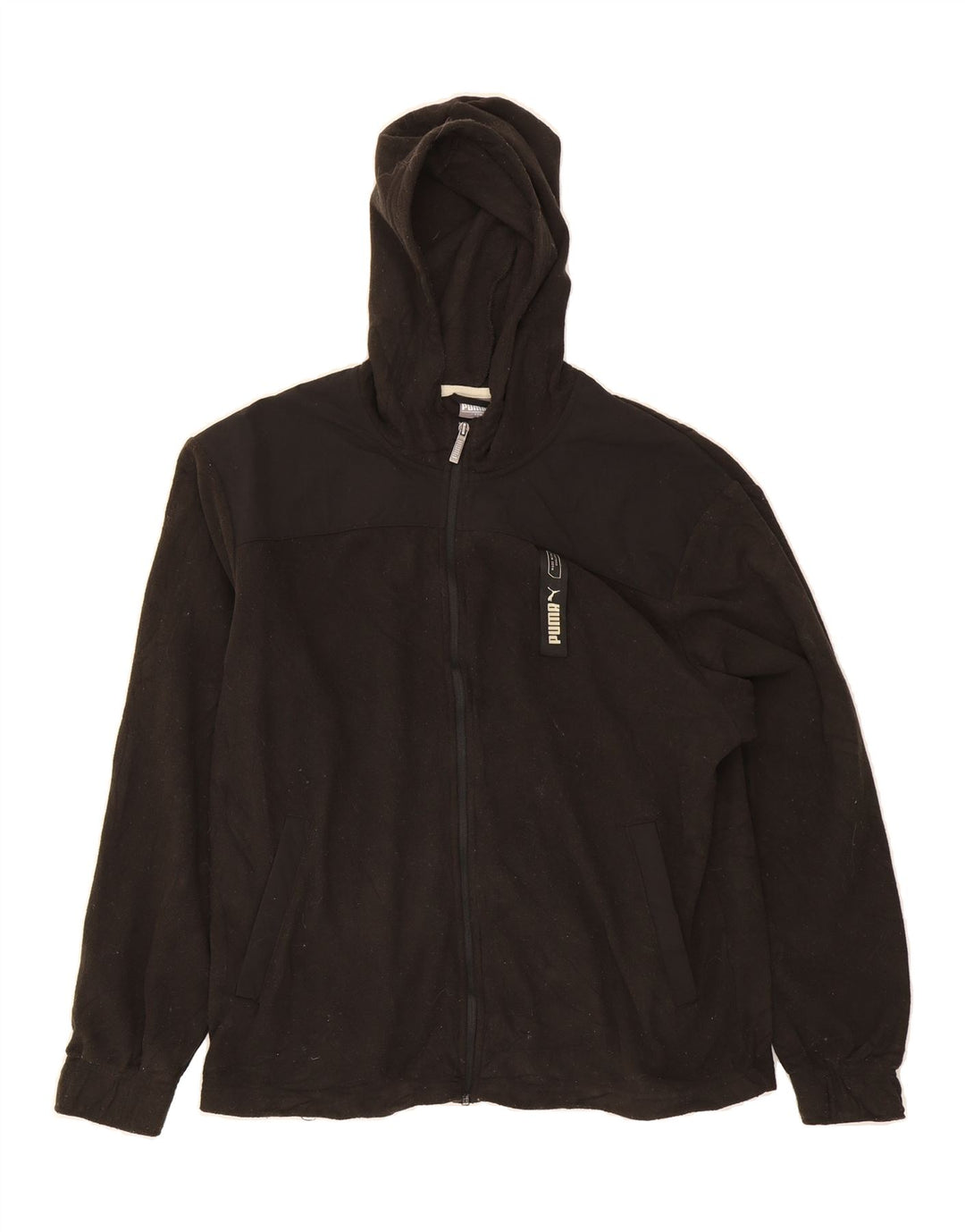 PUMA Mens Hooded Fleece Jacket UK 40 Large Black Polyester Vintage Puma and Second-Hand Puma from Messina Hembry 