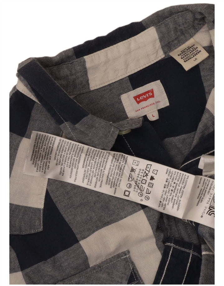 LEVI'S Herreskjorte Stor marineblå ternet bomuld