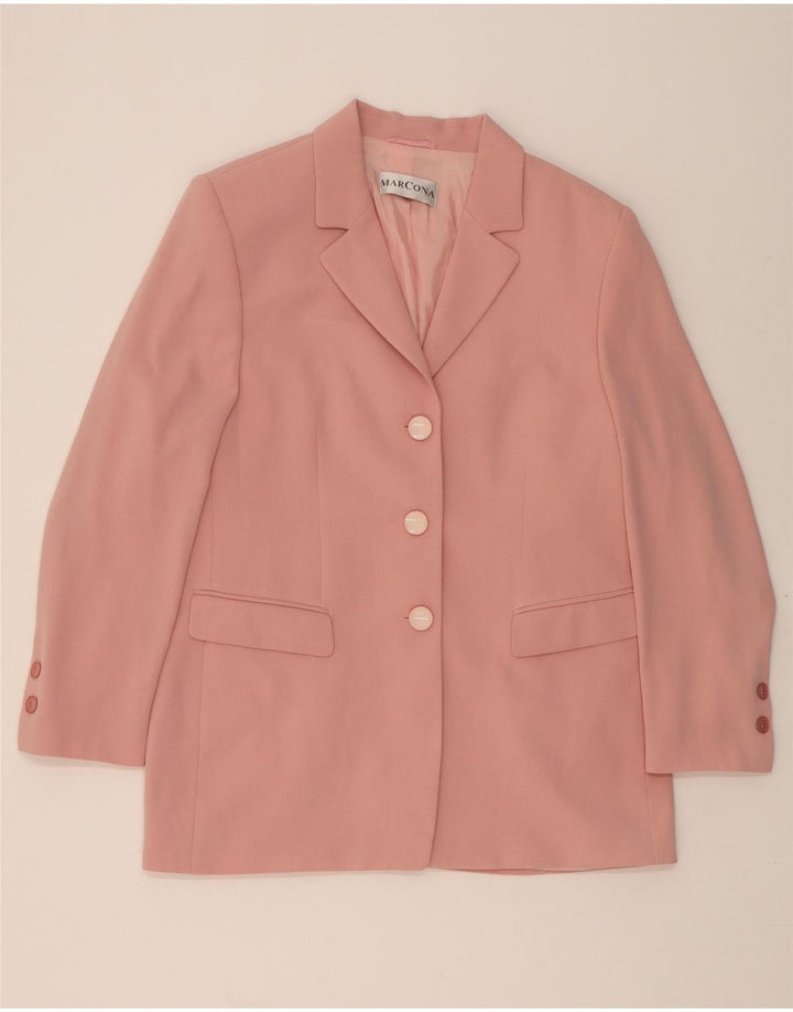 MARCONA Womens 3 Button Blazer Jacket UK 14 Large Pink Polyester Vintage Marcona and Second-Hand Marcona from Messina Hembry 