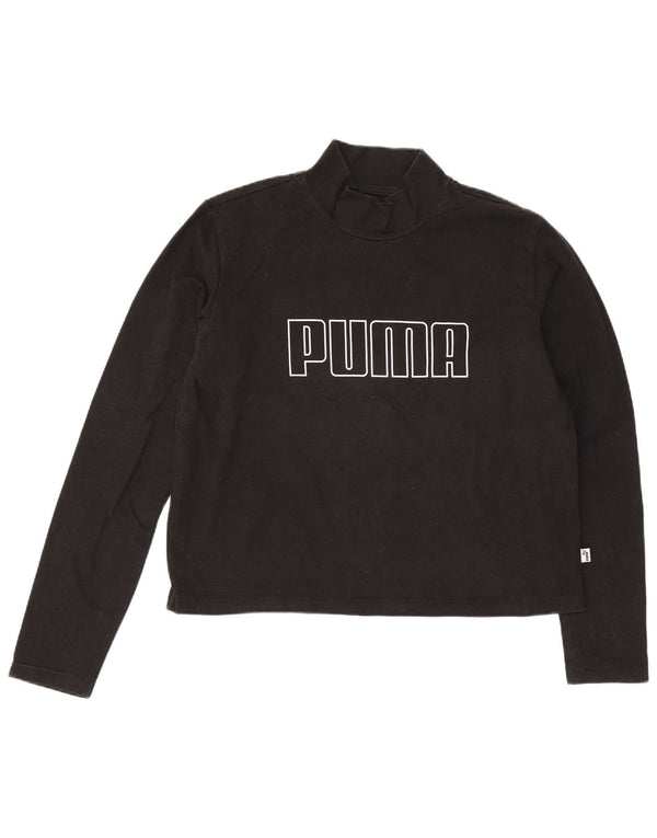 Puma Womens Crop Graphic Top Langærmet UK 12 Medium Black