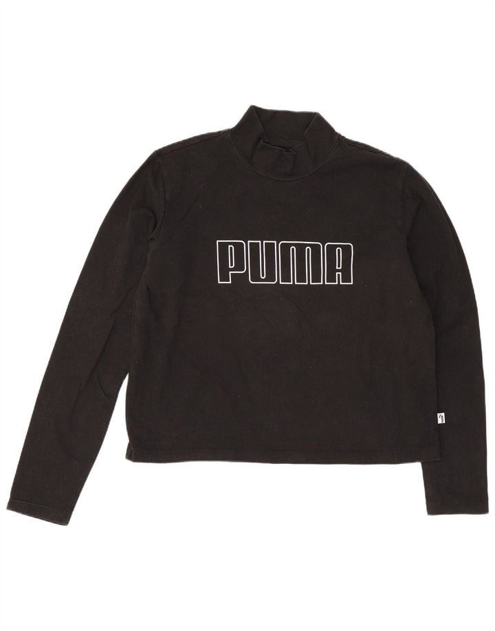 Puma Womens Crop Graphic Top Langærmet UK 12 Medium Black