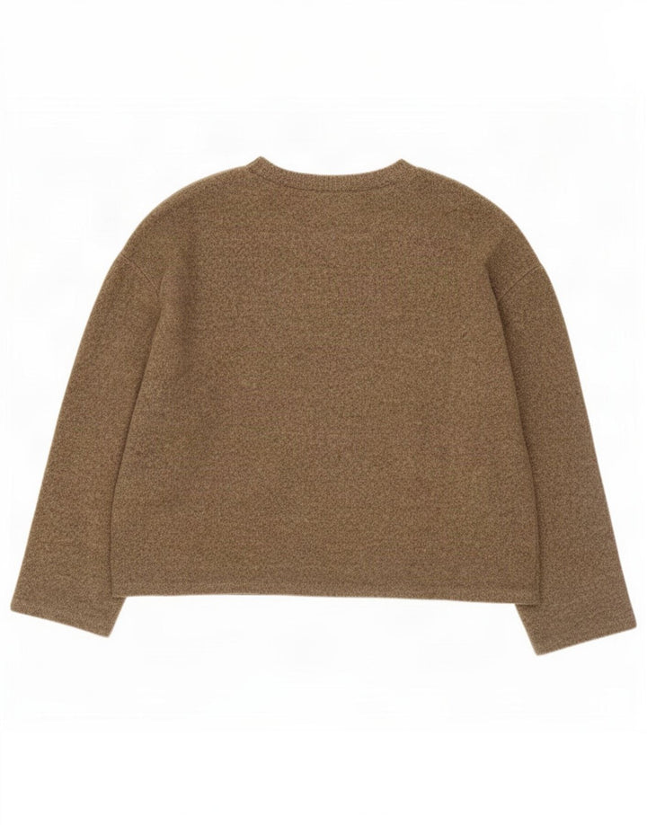 Zara Dame Oversized Top 3/4 ærmer UK 16 Stor Brun Flecked Bomuld