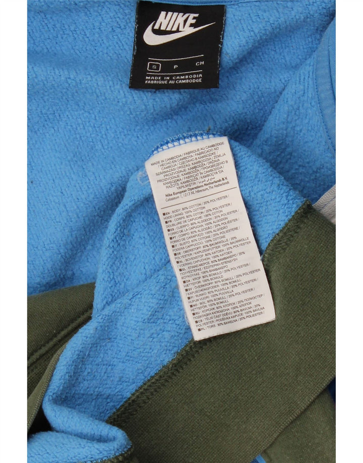 NIKE Hættetrøje med lynlås til mænd, lille blå farveblok bomuld