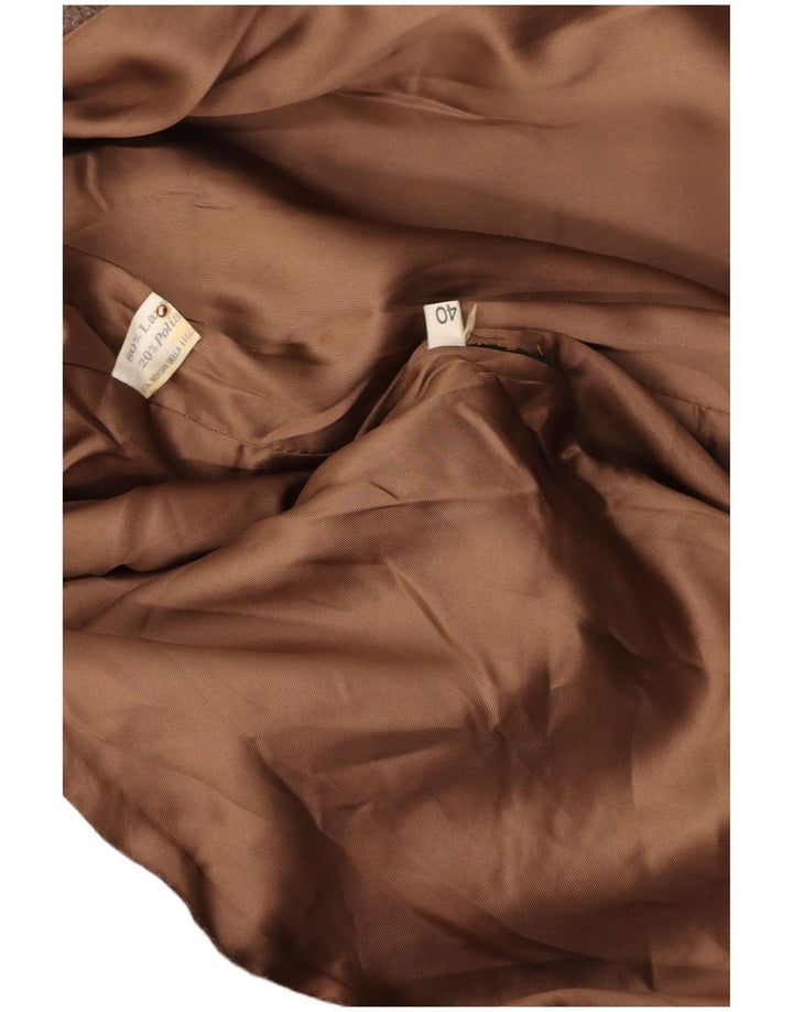 VINTAGE Womens Overcoat IT 40 Small Brown Wool