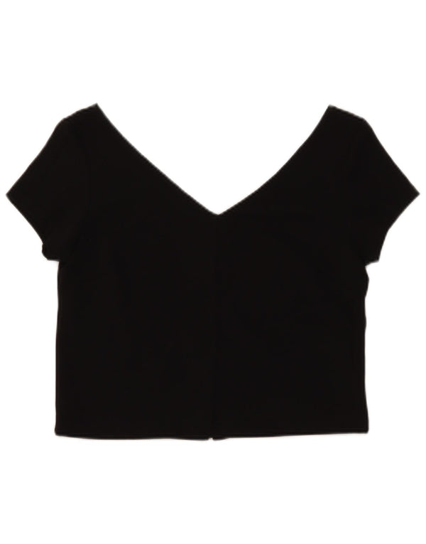 Zara Womens Crop Top UK 14 Large Black Polyester