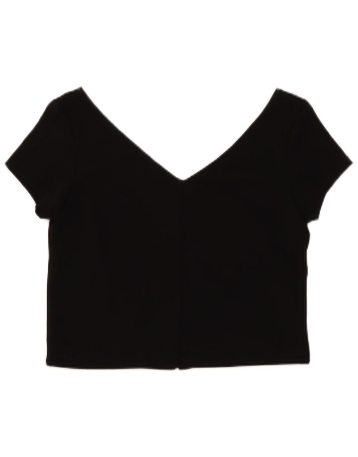 Zara Womens Crop Top UK 14 Large Black Polyester