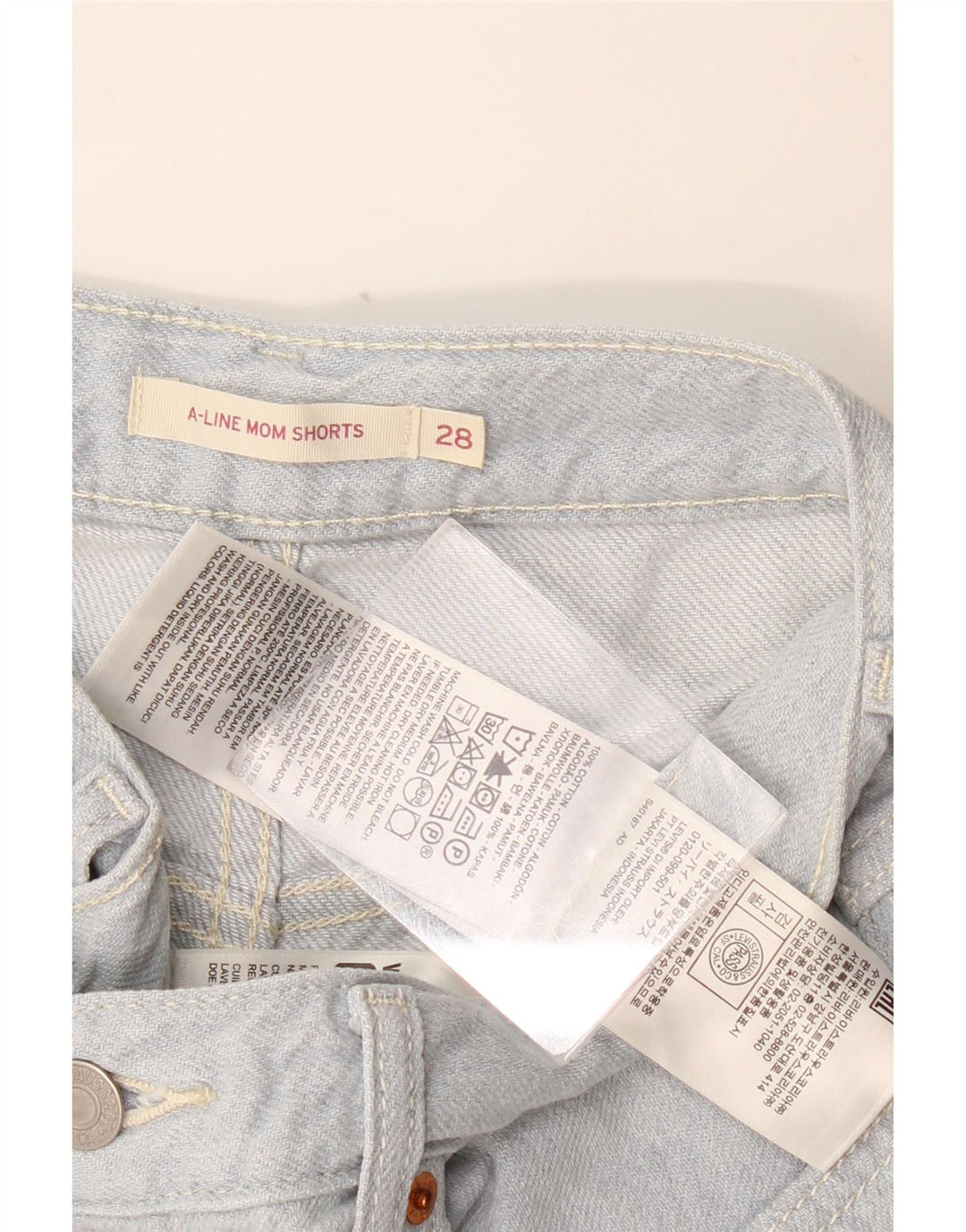 LEVI'S Dame Mom Denim Shorts W28 Medium Blue Bomuld