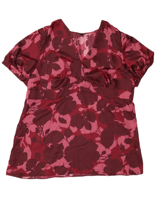 MOSSIMO Dame Bluse Top US 28 5XL Burgundy Floral Polyester