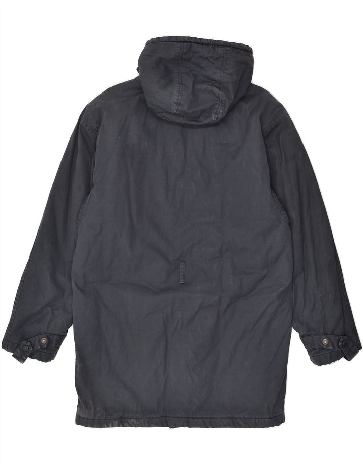 ADIDAS Mens Hooded Windbreaker Coat UK 36 Small Navy Blue Polyamide | Vintage Adidas | Thrift | Second-Hand Adidas | Used Clothing | Messina Hembry 